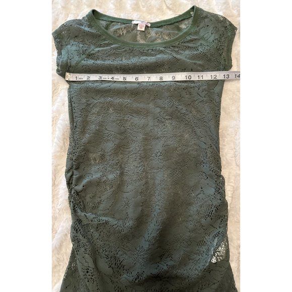 Bongo Brand Lace Short Sleeve Top Green 100% Nylon Junior's Size S - Picture 6 of 10